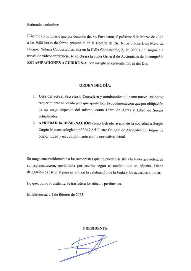 Convocatoria de junta